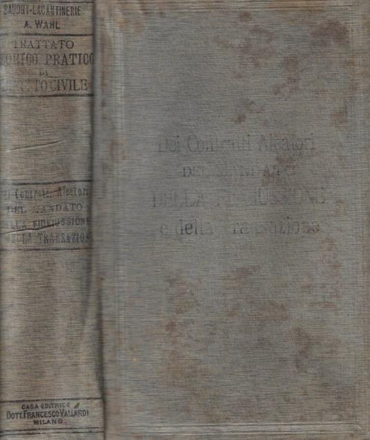 Trattato teorico-pratico di diritto civile - copertina