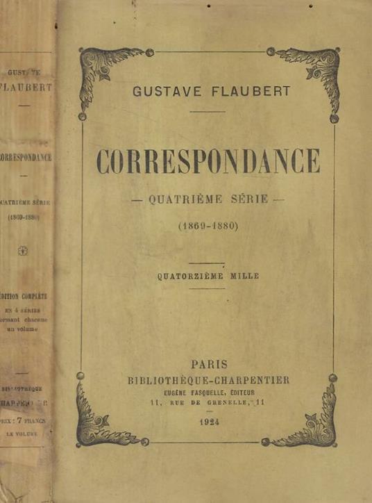 Correspondance - Gustave Flaubert - copertina