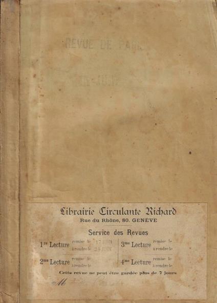 La Revue de Paris n. 12 Anno 1901 - copertina