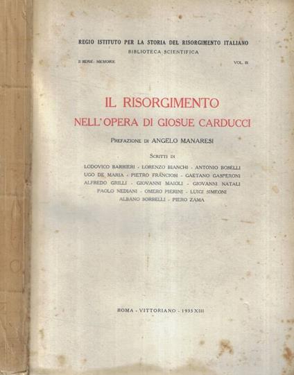 Il Risorgimento nell'opera di Giosue Carducci - copertina