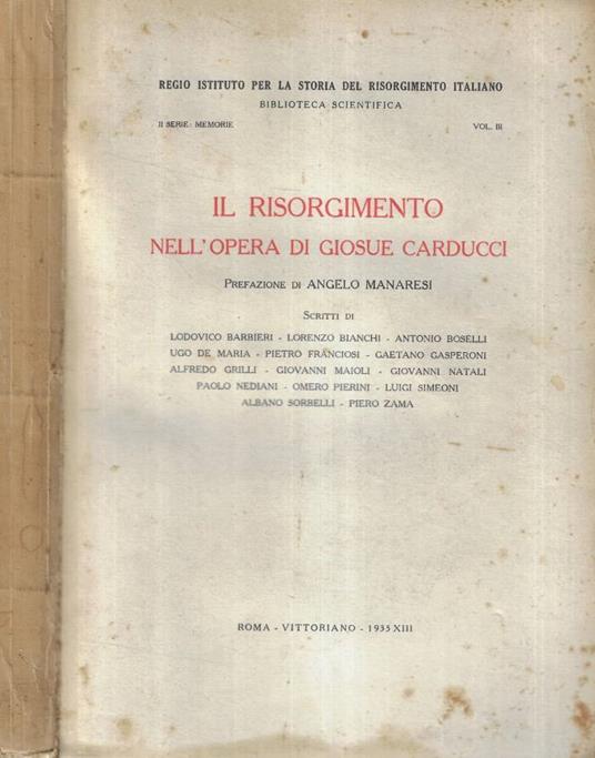 Il Risorgimento nell'opera di Giosue Carducci - copertina