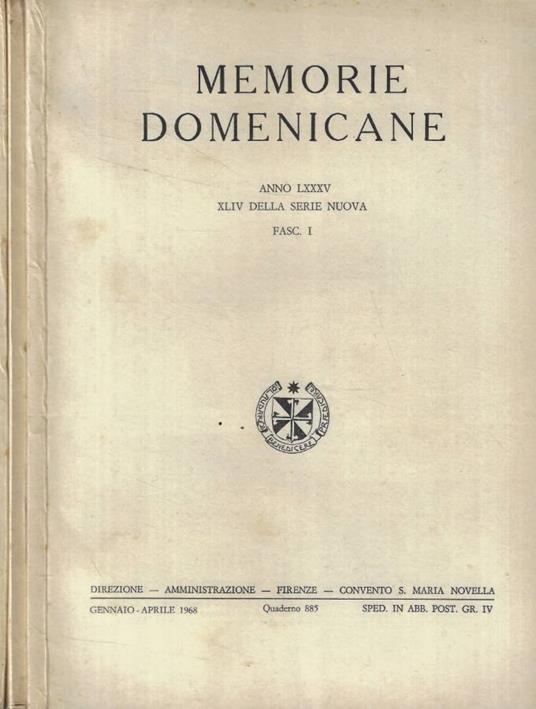 Memorie Domenicane Anno 1968 - copertina