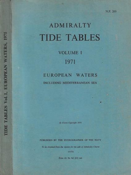 Admiralty tide tables volume I 1971, European waters - copertina