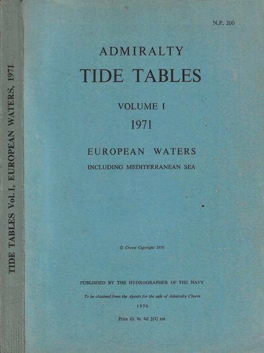 Admiralty tide tables volume I 1971, European waters - copertina