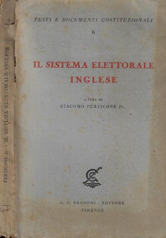 Il sistema elettorale inglese - copertina