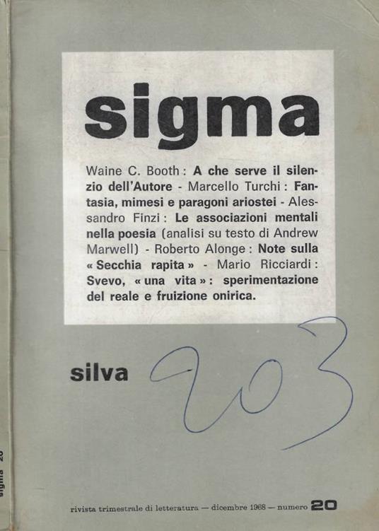 Sigma n. 20 Anno 1968 - copertina