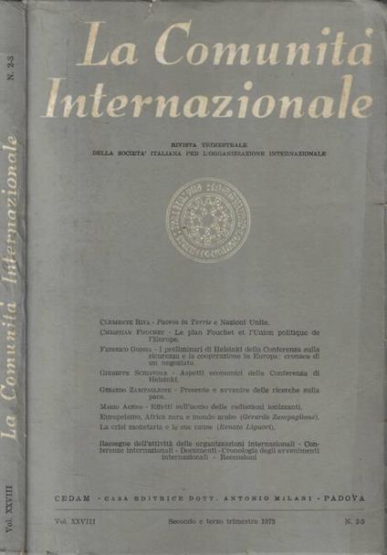 La Comunità Internazionale n. 2-3 Anno 1973 - copertina