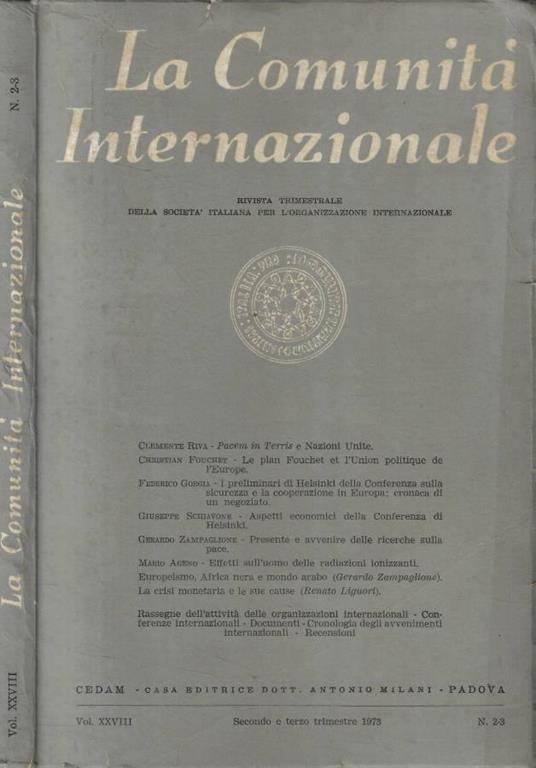 La Comunità Internazionale n. 2-3 Anno 1973 - copertina