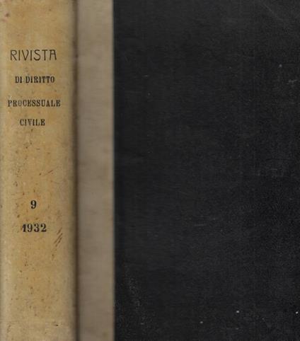Rivista di diritto processuale civile vol. IX Anno 1932 - copertina