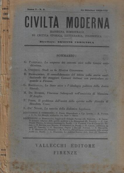 Civiltà moderna n. 3 Anno 1929 - copertina
