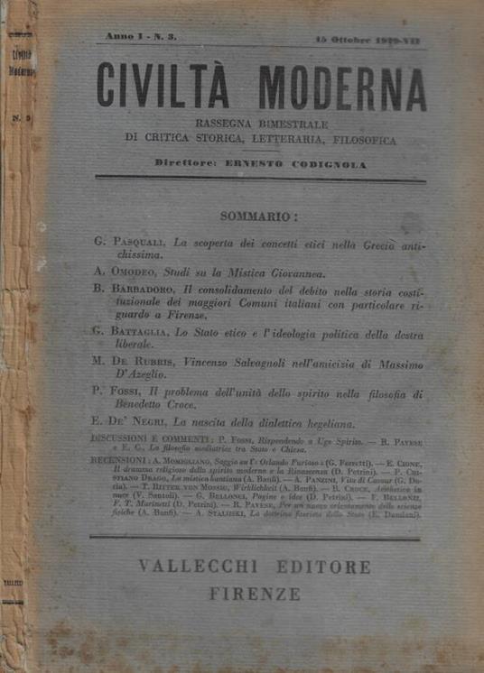Civiltà moderna n. 3 Anno 1929 - copertina