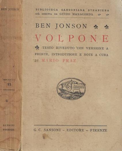 Volpone - Ben Jonson - copertina
