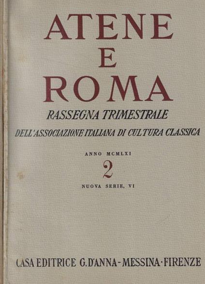 Atene e Roma n. 2-4 Anno 1961 - copertina