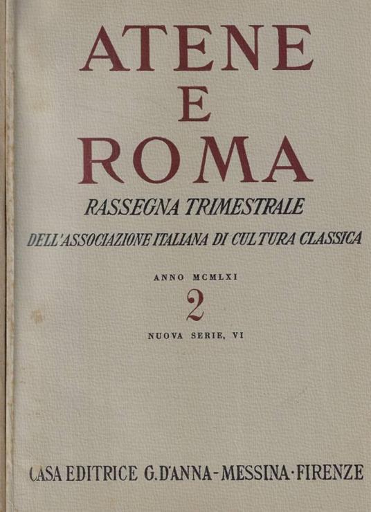 Atene e Roma n. 2-4 Anno 1961 - copertina