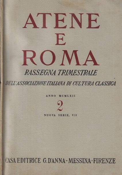 Atene e Roma n. 2 Anno 1962 - copertina