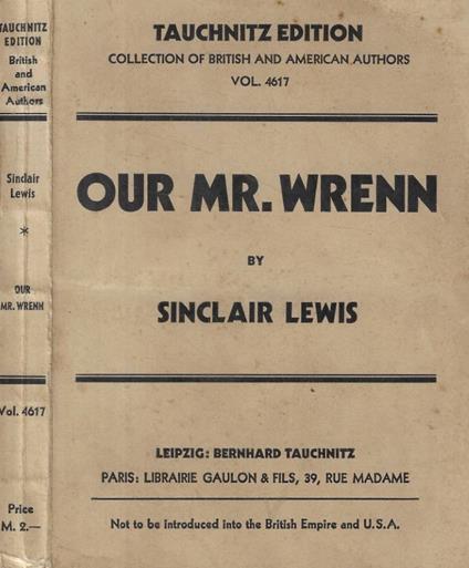 Our Mr. Wrenn - Sinclair Lewis - copertina