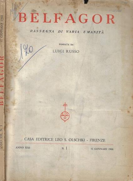 Belfagor n. 1 Anno 1966 - copertina