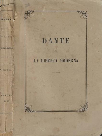 Dante e la libertà moderna - copertina