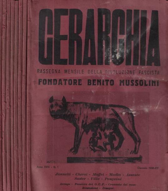 Gerarchia n. 1-2-3-4-5-7-9-11 Anno 1938 - copertina