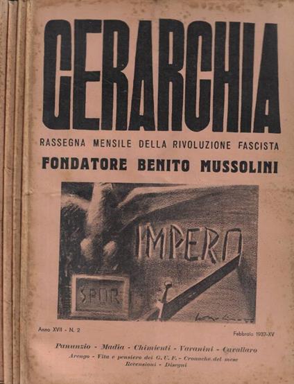 Gerarchia n. 2-4-10-11 Anno 1937 - copertina