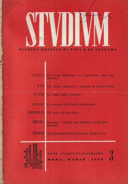Studium n. 3 Anno 1963 - copertina
