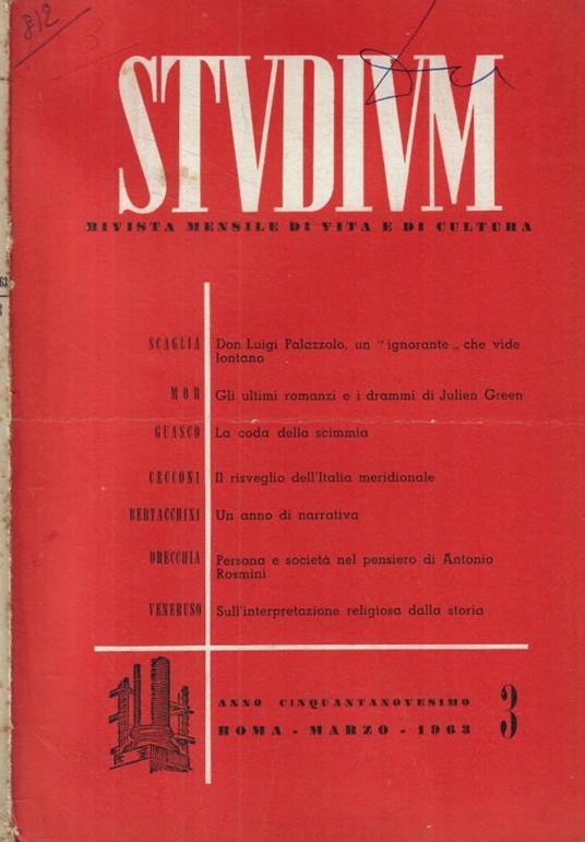Studium n. 3 Anno 1963 - copertina
