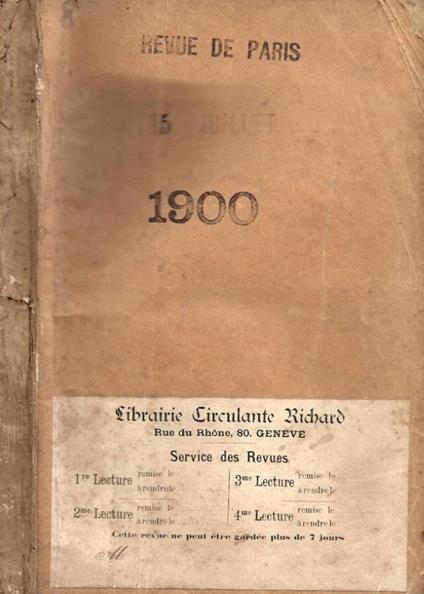 La Revue de Paris. N. 14, 15 Juillet 1900 - copertina
