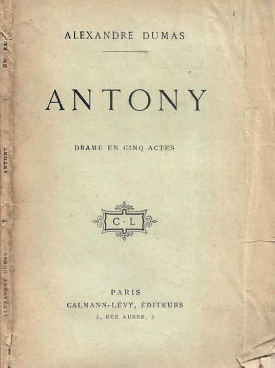 Antony - Alexandre Dumas - copertina