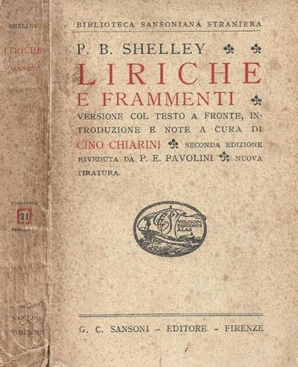 Liriche e frammenti - copertina