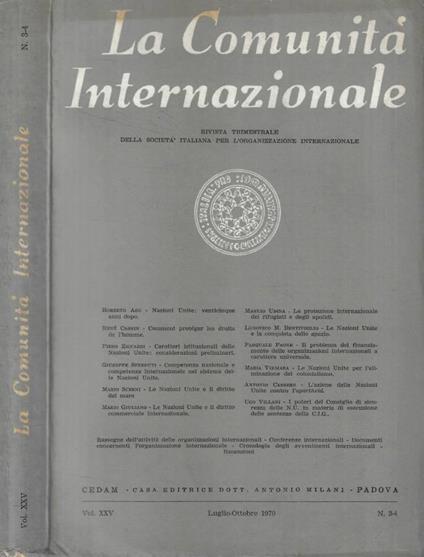 La Comunità Internazionale n. 3-4 Anno 1970 - copertina