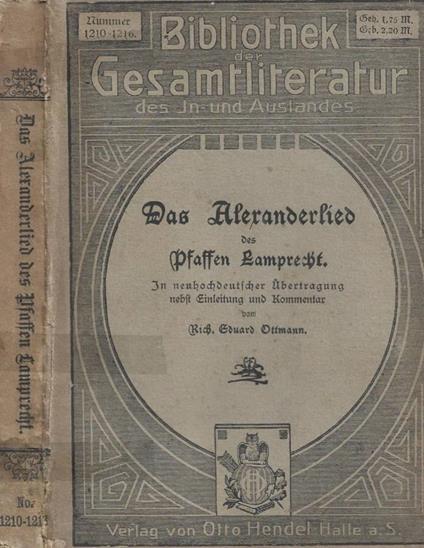 Das Alexanderlied des Pfaffen Lamprecht, in neuhochdeutscher - copertina
