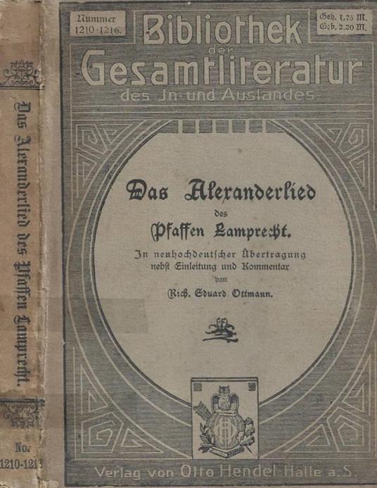 Das Alexanderlied des Pfaffen Lamprecht, in neuhochdeutscher - copertina