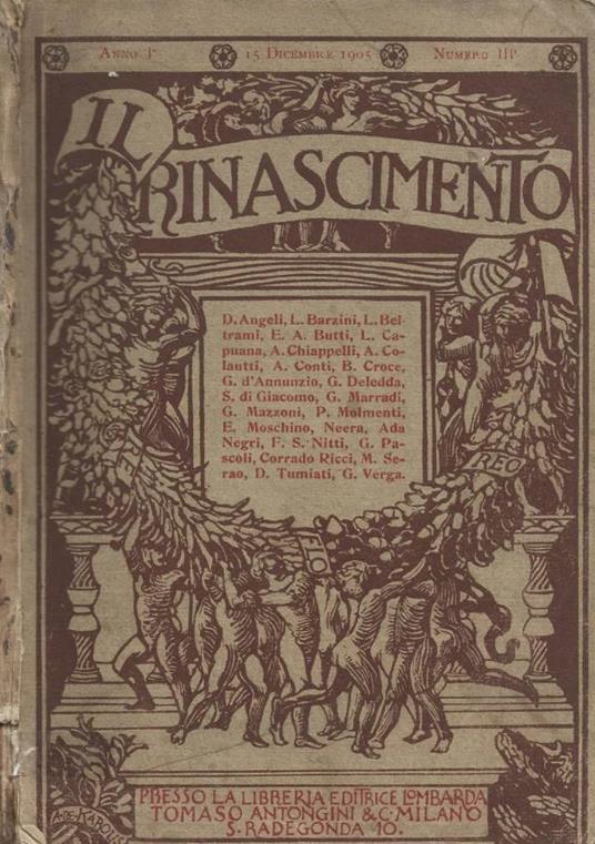 Il Rinascimento. Rivista di Lettere e d'Arte. Anno I°, 15 Di - copertina
