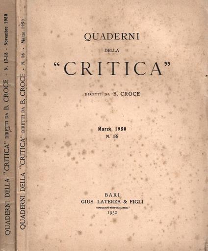 Quaderni della "Critica" diretti da B. Croce. Marzo 1950, n - copertina