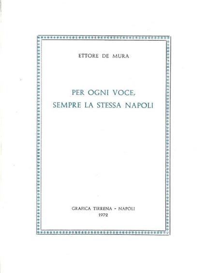 Per ogni voce, sempre la stessa Napoli - copertina