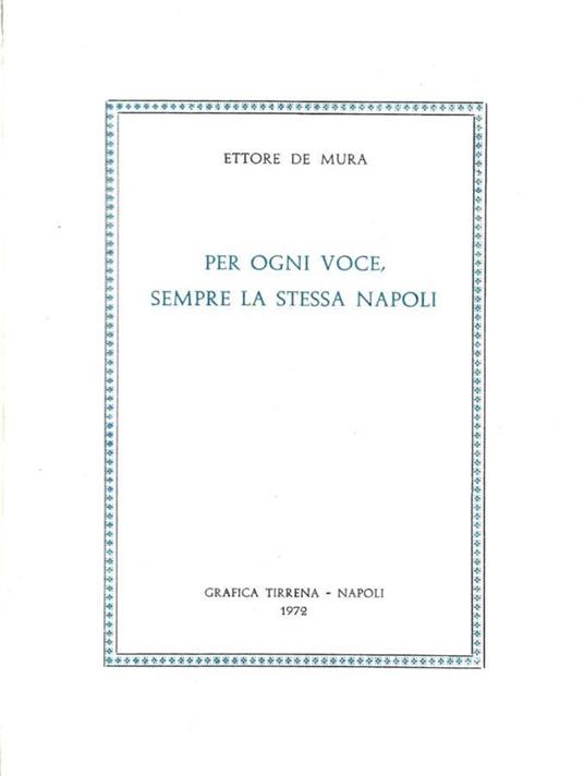 Per ogni voce, sempre la stessa Napoli - copertina