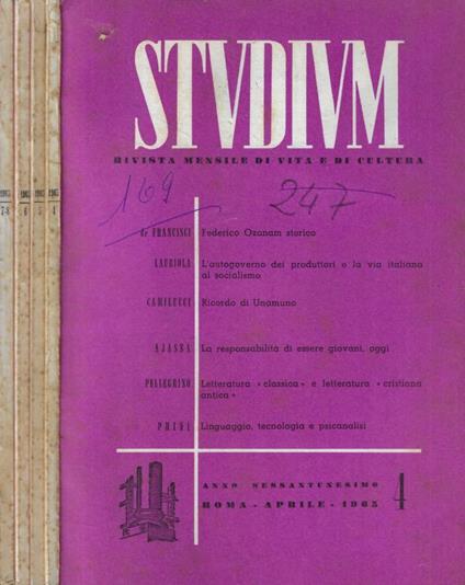 Studium n. 4-5-6-7/8 Anno 1965 - copertina