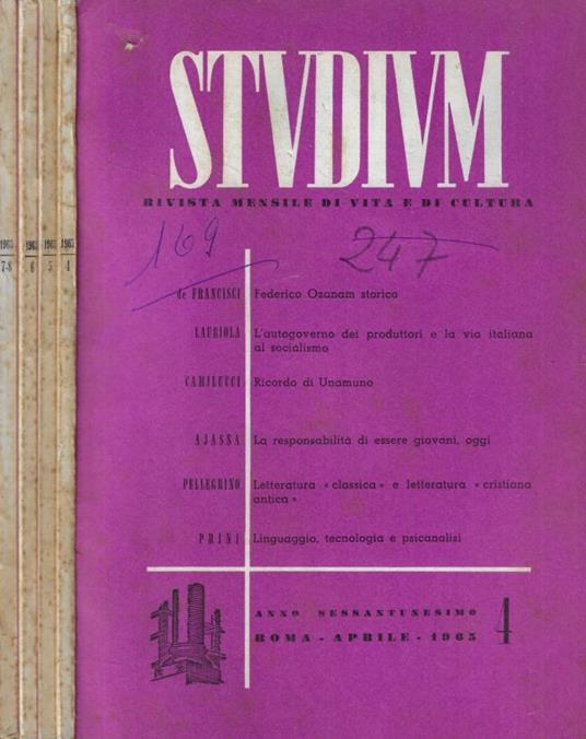 Studium n. 4-5-6-7/8 Anno 1965 - copertina