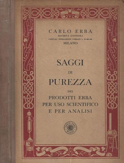 Saggi di purezza dei prodotti erba per uso scientifico e per - copertina