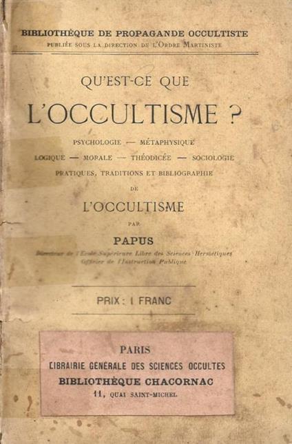 Qu'est-ce que l'occultisme? Etude philosophique et critique - copertina