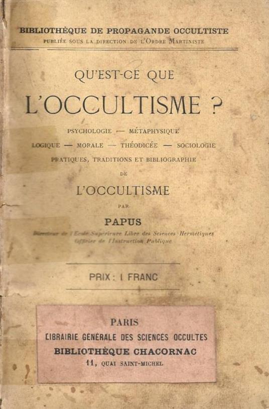 Qu'est-ce que l'occultisme? Etude philosophique et critique - copertina