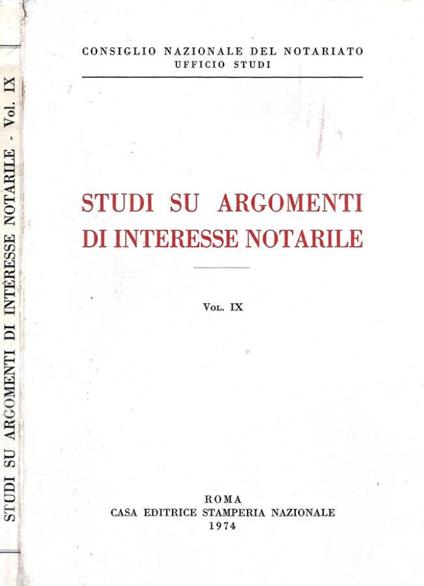 Studi su argomenti di interesse notarile (Osservazioni su al - copertina