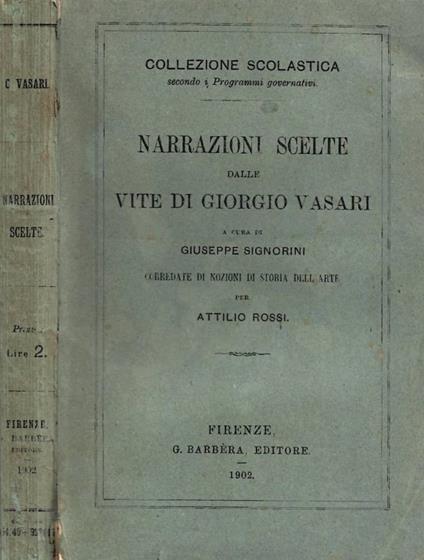 Narrazioni scelte dalle vite di Giorgio Vasari - copertina