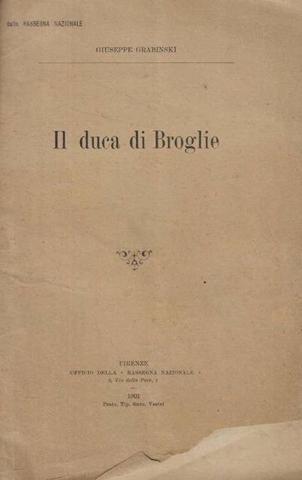 Il duca di Broglie - copertina