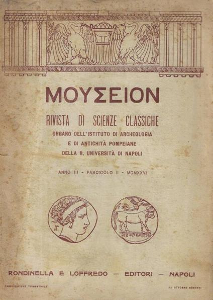 Rivista di scienze classiche fasc. II Anno 1926 - copertina