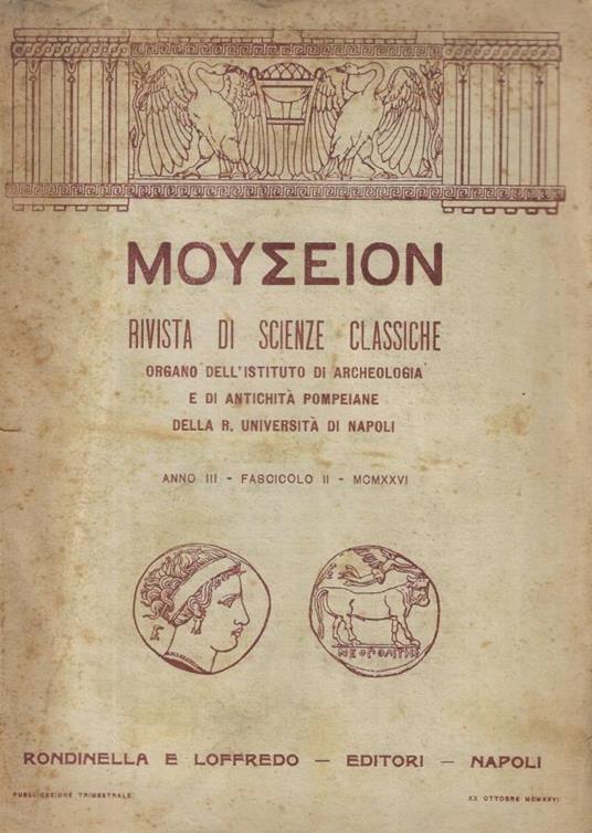 Rivista di scienze classiche fasc. II Anno 1926 - copertina