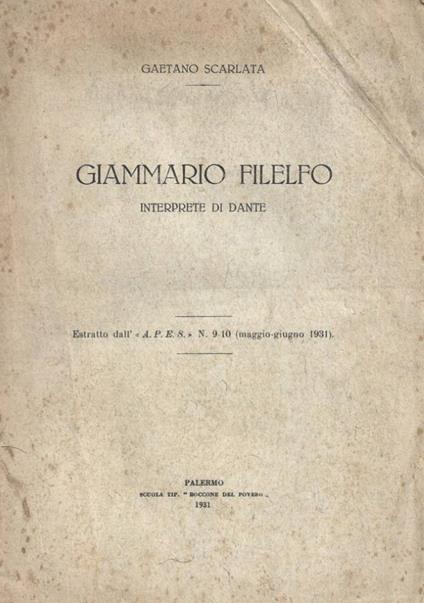 Giammario Filelfo. Interprete di Dante - copertina
