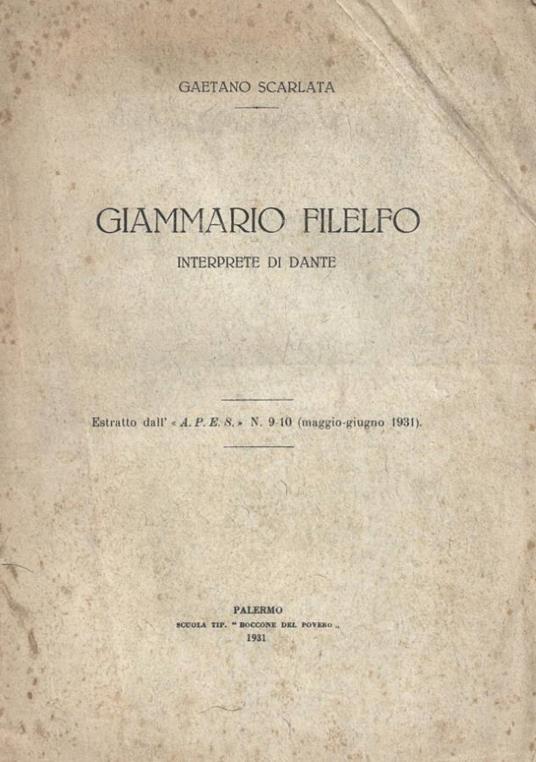 Giammario Filelfo. Interprete di Dante - copertina