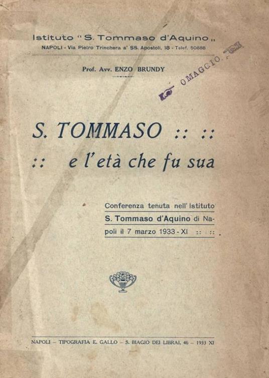 S. Tommaso e l'età che fu sua - copertina