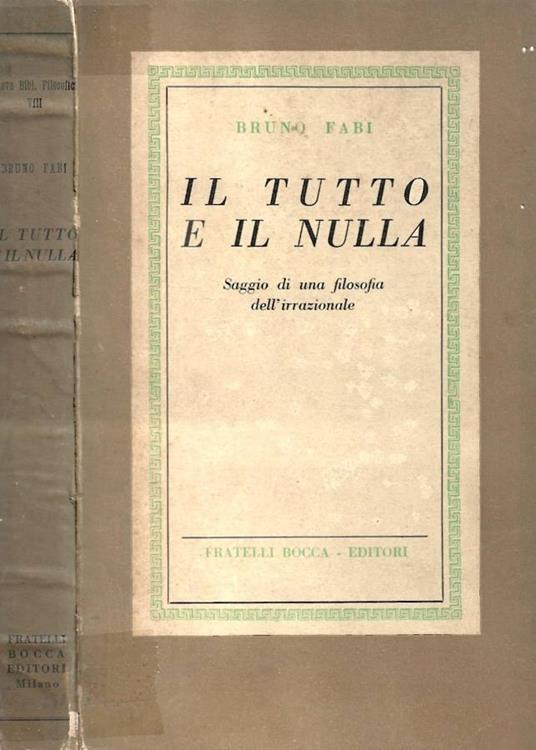 Il tutto e il nulla - Bruno Fabi - copertina